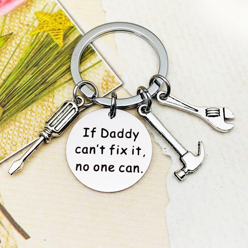 4PCS Fathers' Day Dad Papa Birthday Gifts Keyring Metal Hand Tools Daddy Fathers Day Keyring Men Father Party Gift