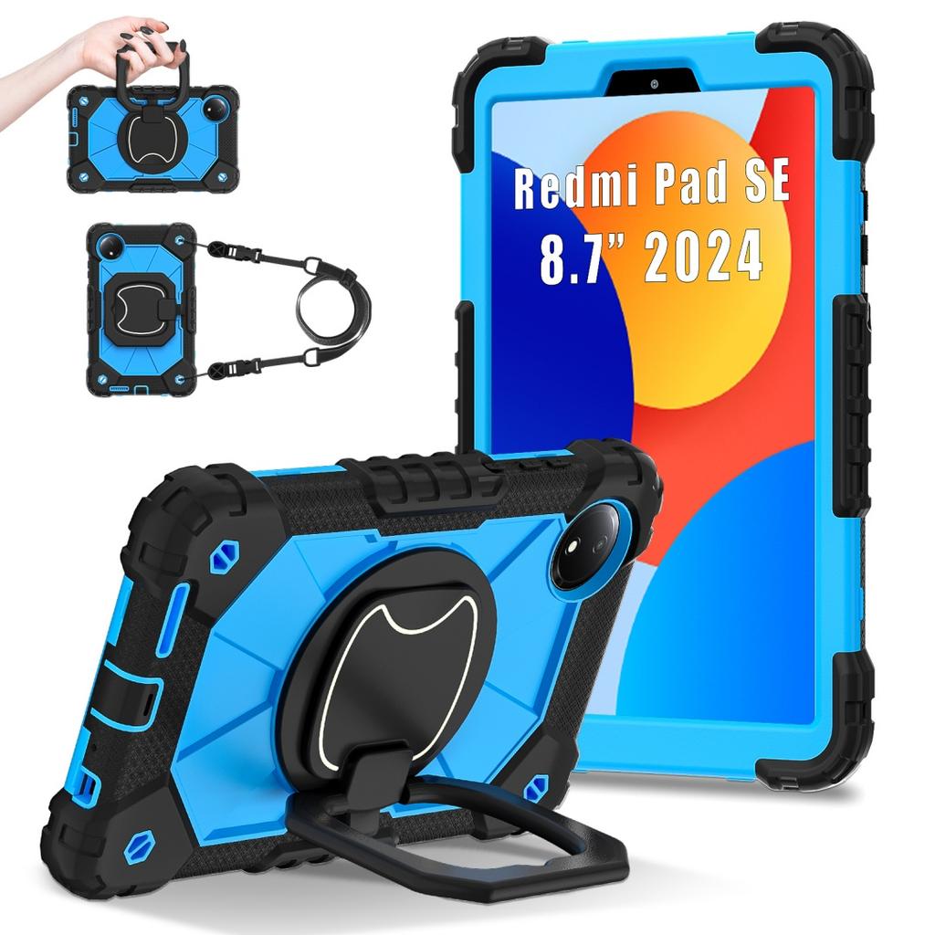 For Xiaomi Redmi Pad SE 8.7.360° Rotating Grip Heavy Duty Protection Stand TPU+PC 3in1 Anti-knock Shockproof Tablets PC Case