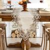 European Lace Hollow Table Runner with Tassels Luxury Dust-Proof Tv Cabinet Cover Cloth Retro Long Tablecloth for Wedding Party