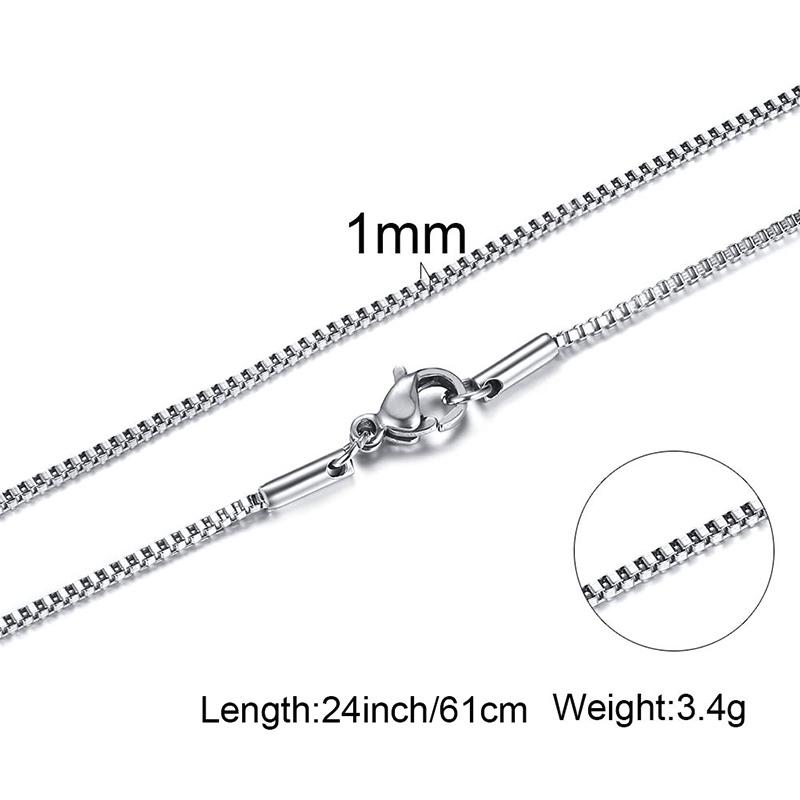 1/2/3mm Box Chain Necklaces for Men Women,Delicate Square Stainless Steel Chains Links Collars,Jewelry Gift 18To24 Inch