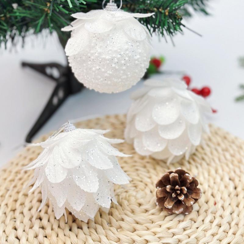 1PC Hanging Ornament DIY Christmas Ball Party Supplies Xmas Tree Decorations 2026 New Year White Petal Christmas Ornament Foam