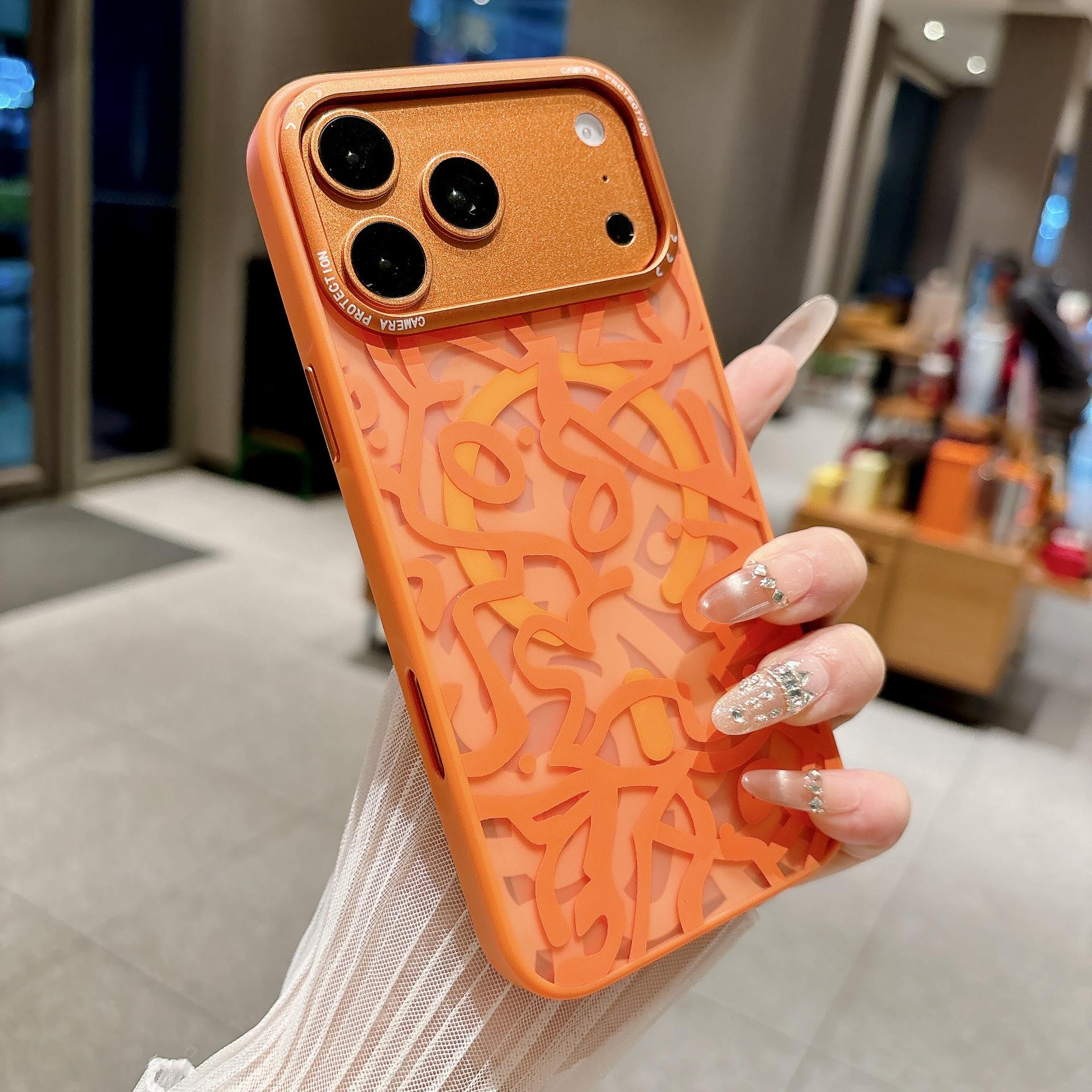 iPhone 17 Fashion Graffiti Skin Magnetic Case - Anti-drop Matte Protective for 17 Pro Max Promax оранжевый