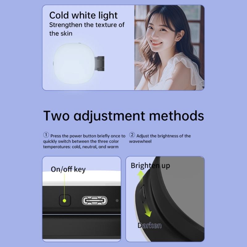 Rechargeable Magnetic LED Circle Light For Smartphone Rotating Angle Individual Portrait Mirror Portable Studio Lighting Type C Charging