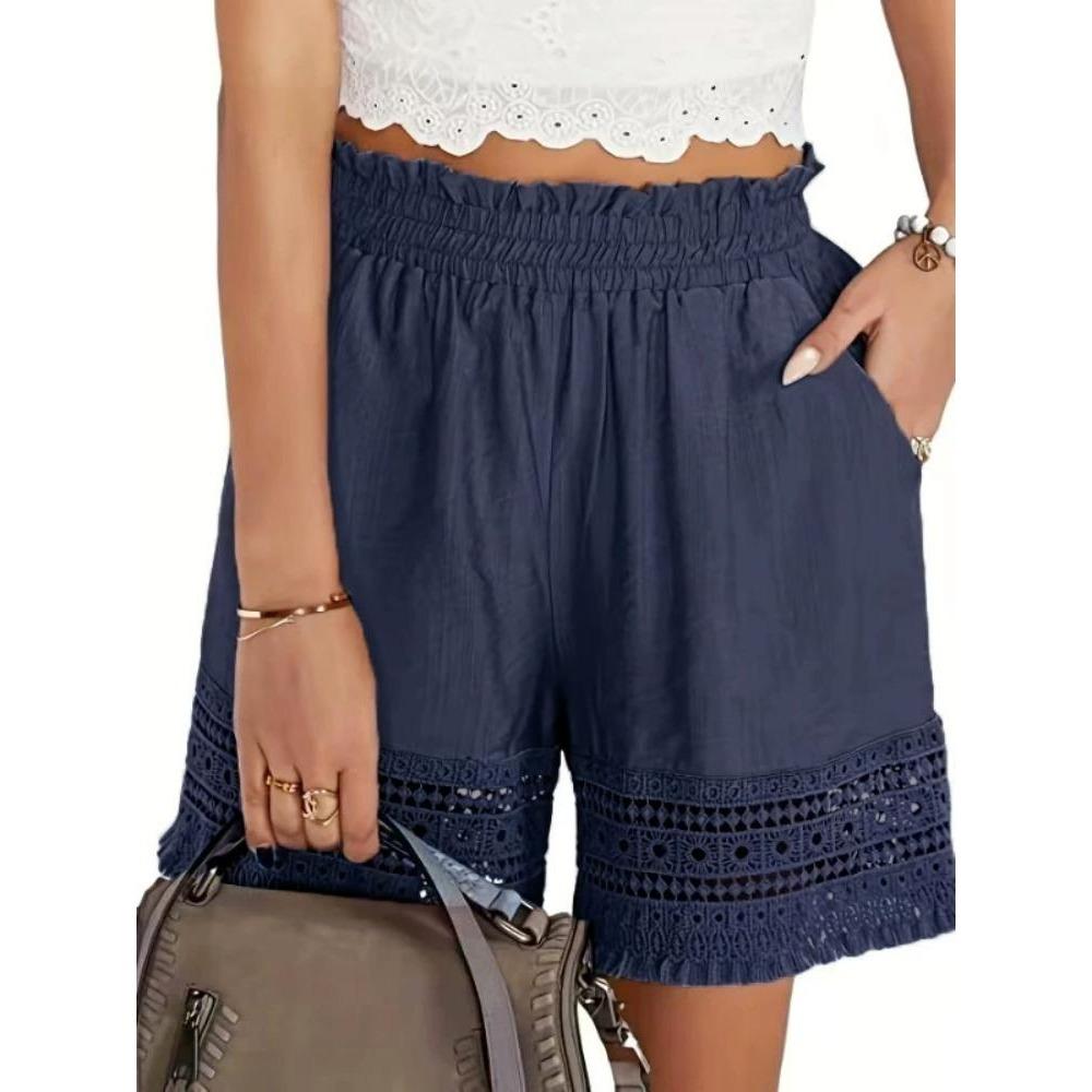 Sommernye kvinners fritidsshorts med blonder