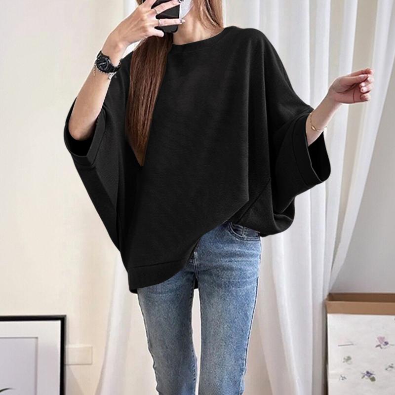 ZANZEA Women Casual Round Neck Batwing Sleeve Loose Blouse