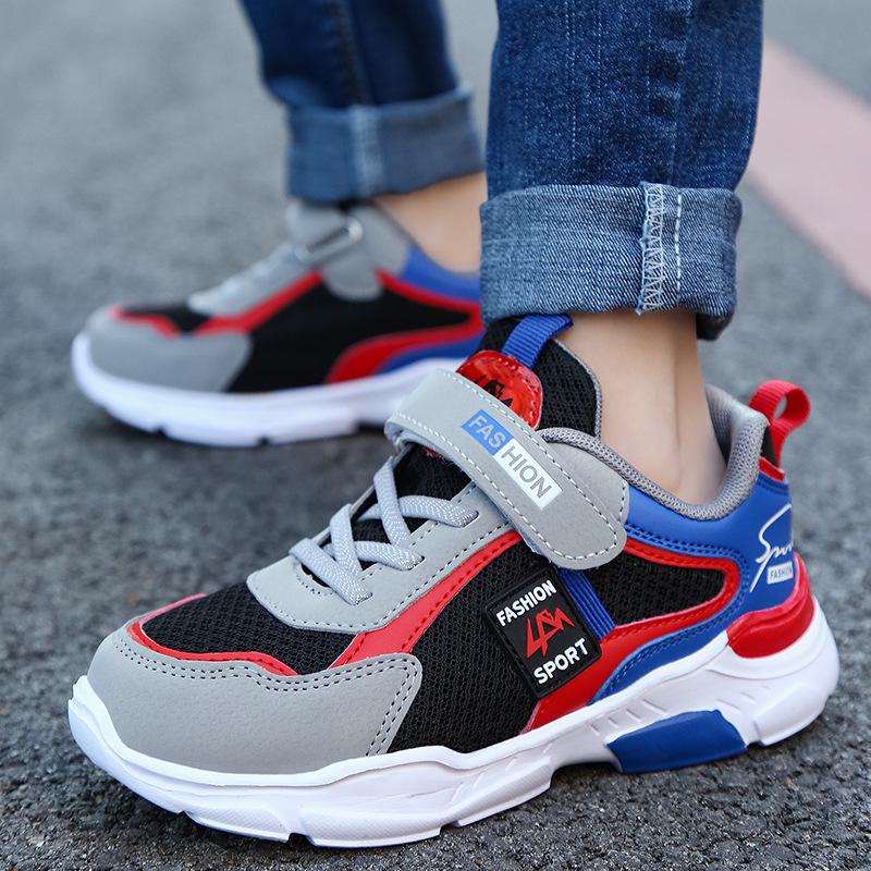 

Кроссовки для мальчиков со светодиодной подсветкой и сеткой - 2024 весна/осень кожаные кроссовки для бега для детей 35