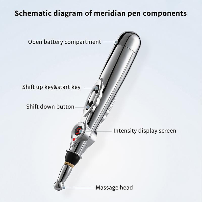 Electric Massage Pen Adjustable For Body Back Hand Massage Press And Relax Muscles, Charge Powered Silver