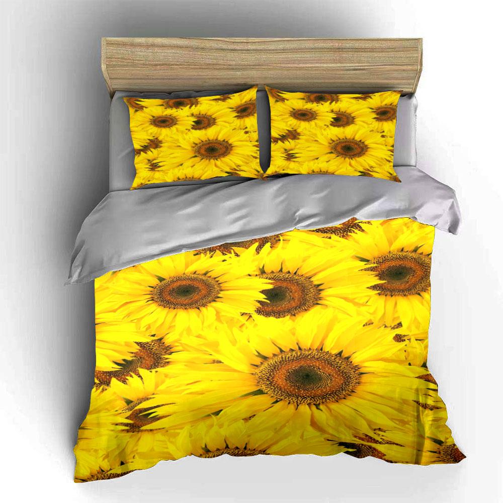 Bright yellow sunflower pattern. Bedding sets Duvet cover sets Duvet covers Pillowcases(1*Duvet Cover 2*Pillowcases without duvet insert)