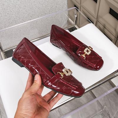 2025 Nuove Scarpe Piatte da Donna a Punta Quadrata a Bocca Bassa Fondo Morbido Comode per Lavoro e Tempo Libero Piccole Scarpe in Pelle