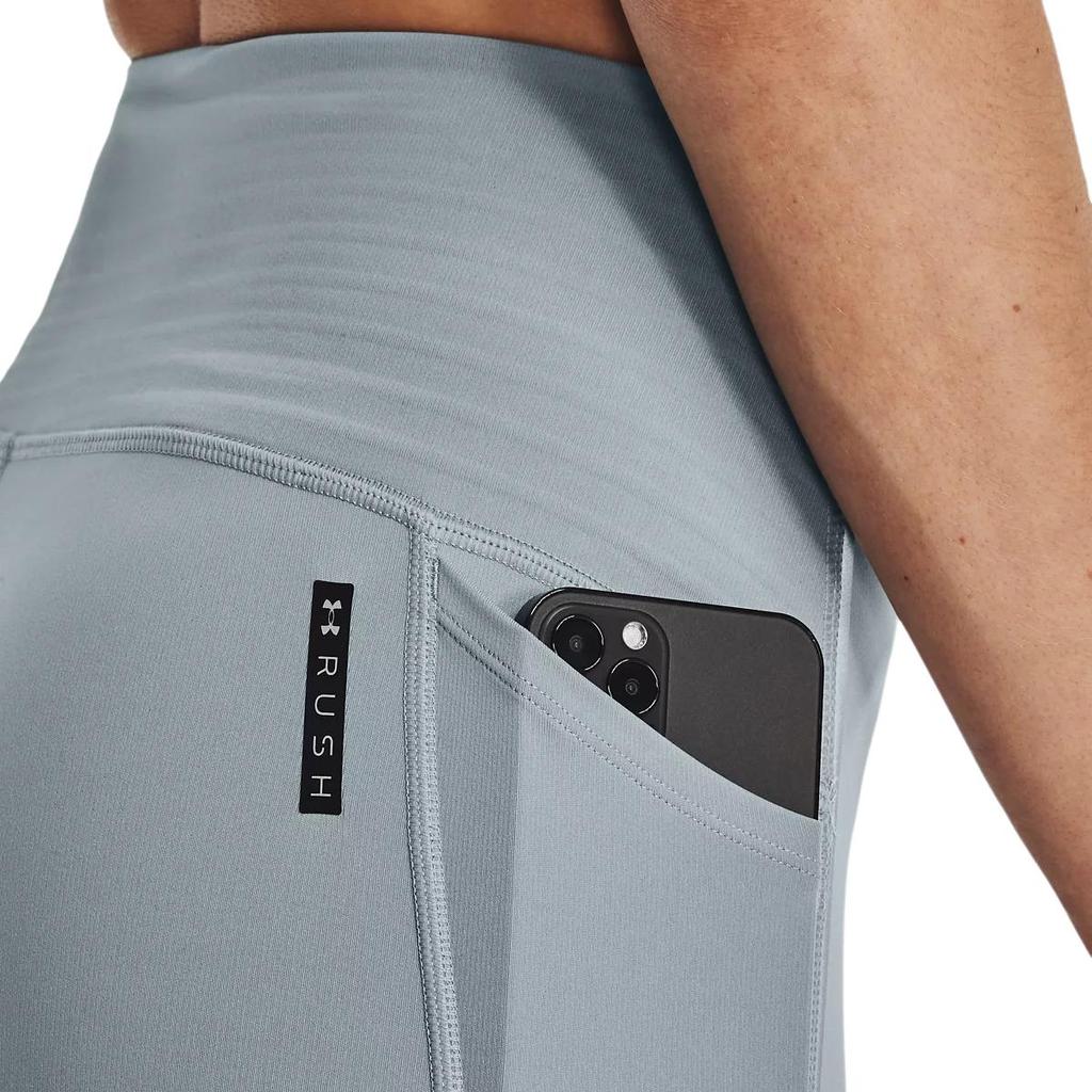 Under Armour Rush Series Logo Embroidered Slim Fit Nine-Point Fitness Pants Women Bottoms Harbor-Blue 1377059-465