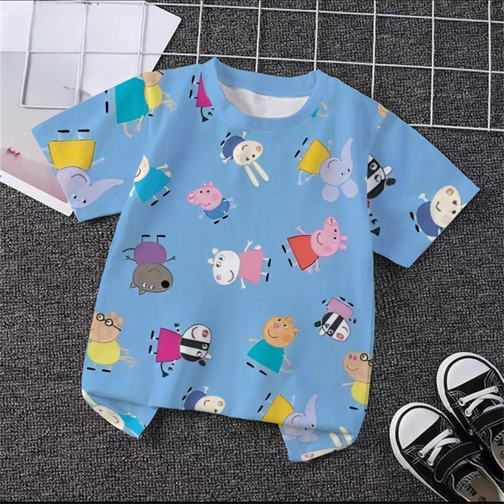 2026 Summer Girls boy Peppa Pig Peppa George T Shirt Cute Short Sleeve O Neck Tee Kids Summer Casual Tops Kids Women Men T-Shirt