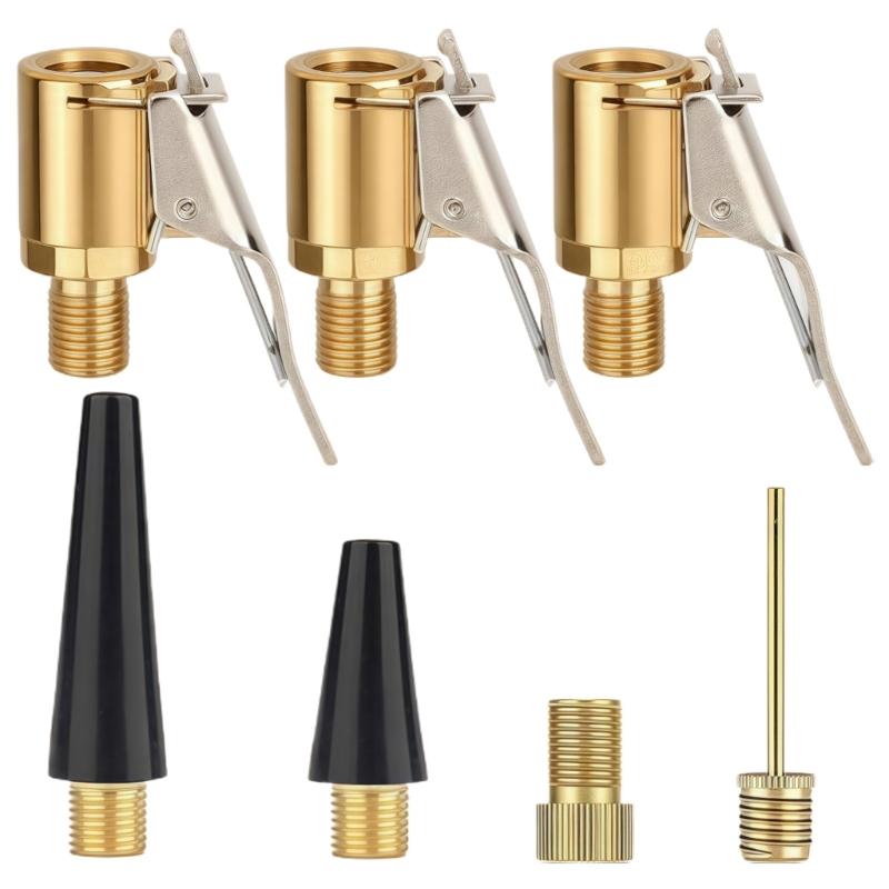 Multifunctional Valves Adapter Set Brass Locking Tire Inflator Nozzle Adapter for Bicycles Car Pump Quick Installation 1