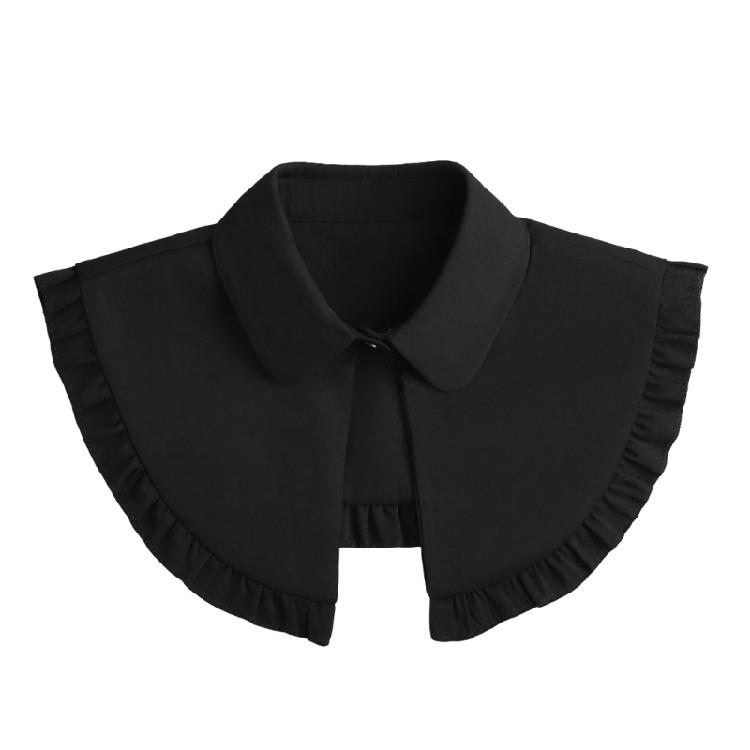 Women's Elegant Turn Down False Collar with Ruffled Trim Decorative Shawl Wrap Scarf Capelet for Dresses Blouse Top