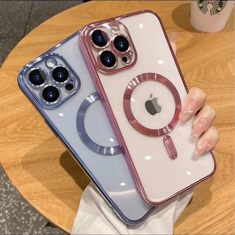 For Iphone 17 New Electroplated Magnetic Phone Case For Iphone 17 Pro Max Translucent Shockproof Bumper Soft Cover 17 Air Cases