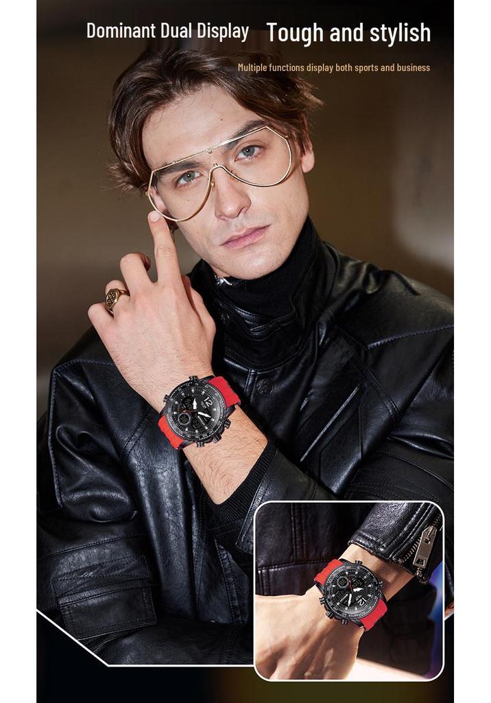 Sanda Dual Display Waterproof Sports Watch with Luminous Alarm for Teens