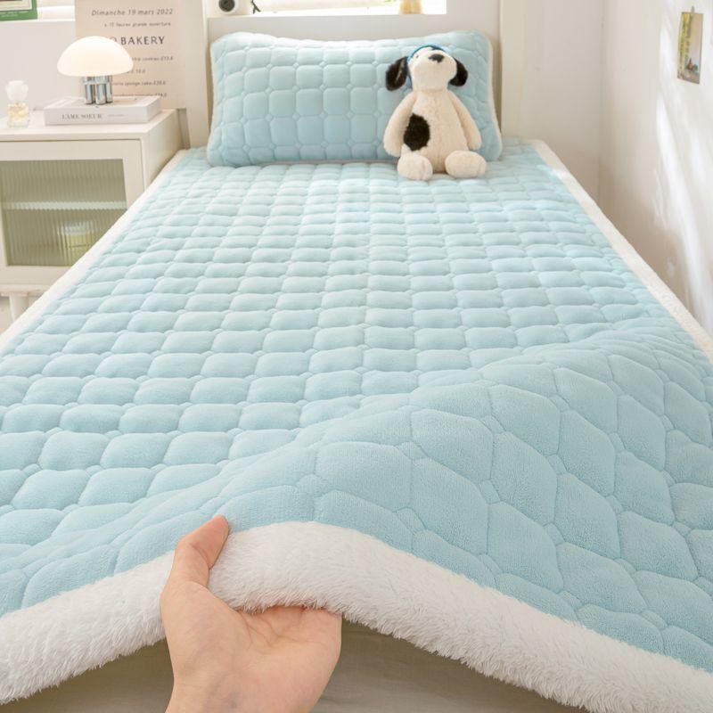 Autumn and winter milk velvet mattress cushion plus velvet mattress pad mattress pad household coral velvet thick warm1pcs