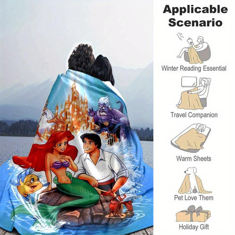 1 stuks, Disney Prinses Ariel De Kleine Zeemeermin Woondecoratie Plaid Perfect voor Bank, Bed, Reizen, Kamperen, Auto, Strand, Kantoor Dutje Zacht
