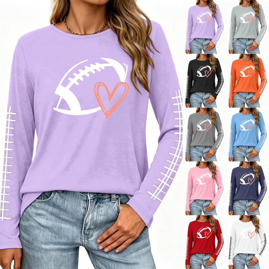 Women's Long Sleeve Rugby Print Neck Tee with Side Slits for Casual Wear