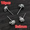 6-10pcs Brass Metal Flower Studs Earrings Pins DIY Earrings Stud Hooks Jewelry Making Accessories Findings