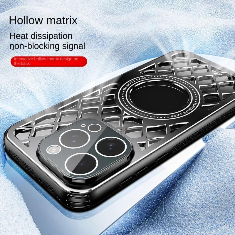 For Magsafe Aluminum Alloy Heat Dissipation Shockproof Case For iPhone 16Pro Max 16 15 14 13 12 Pro Back Plate Magnetic Wireless Charging Cover