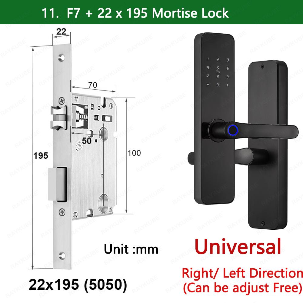 RAYKUBE F7 Zamek Smart na Odcisk Palca TT Lock Elektryczny Zamek do Drzwi z Dłuższymi Większymi Panelami Klamki Lustrzany Design Zdalne Sterowanie Aplikacją