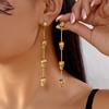 Gothic Metal Skeleton Earrings Long Chain Fringe Skull Drop Dangle Halloween Funny Party Jewelry For Women Men Goth Accessories