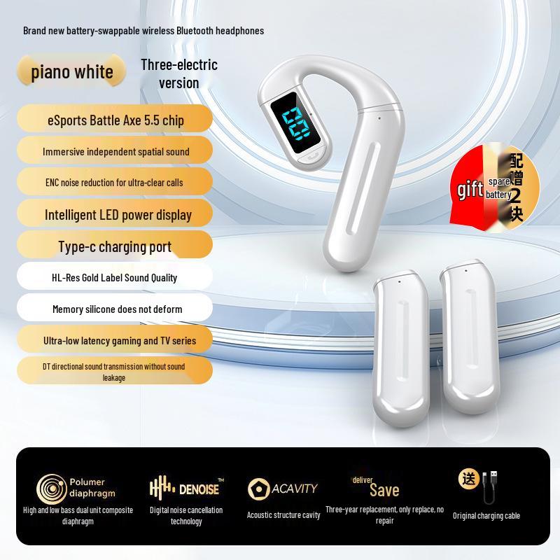 2026 Bluetooth Single Ear Wireless Earphone with Long Battery Life, Comfortable Over-Ear, Bone Conduction for Driving