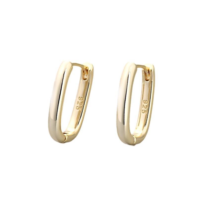 Boucles d'Oreilles Minimalistes Géométriques Ovales Carrées Lisses en Forme de U Bijoux Polyvalents de Tous les Jours Pour Femmes