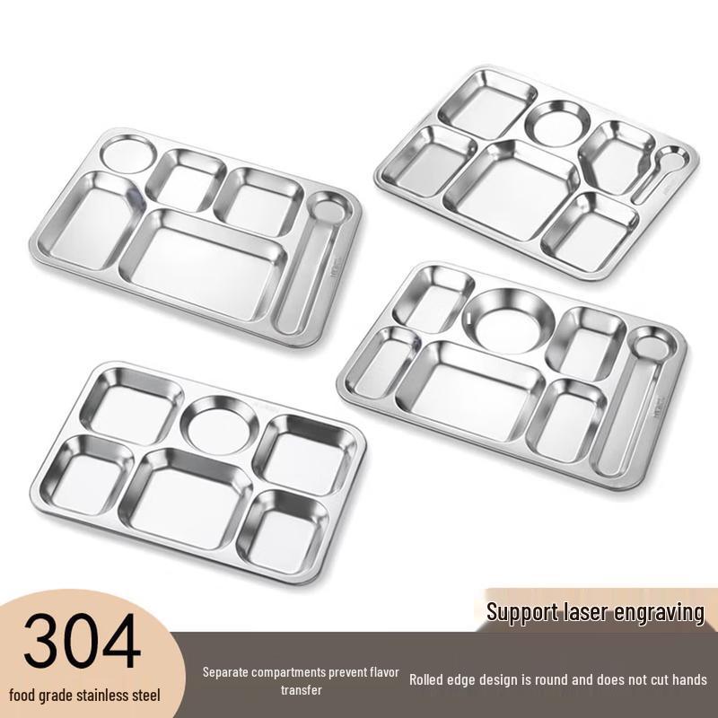 Shengjia Thickened 304 Stainless Steel 6-Compartment Meal Plate