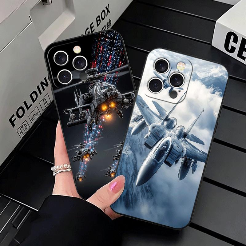 Aircraft Helicopter Formation Soft Phone Case for iPhone 16 16E 17 Air 15 Pro Max 14 Plus 13 Mini 11 12 7 Black Cover Back Shell