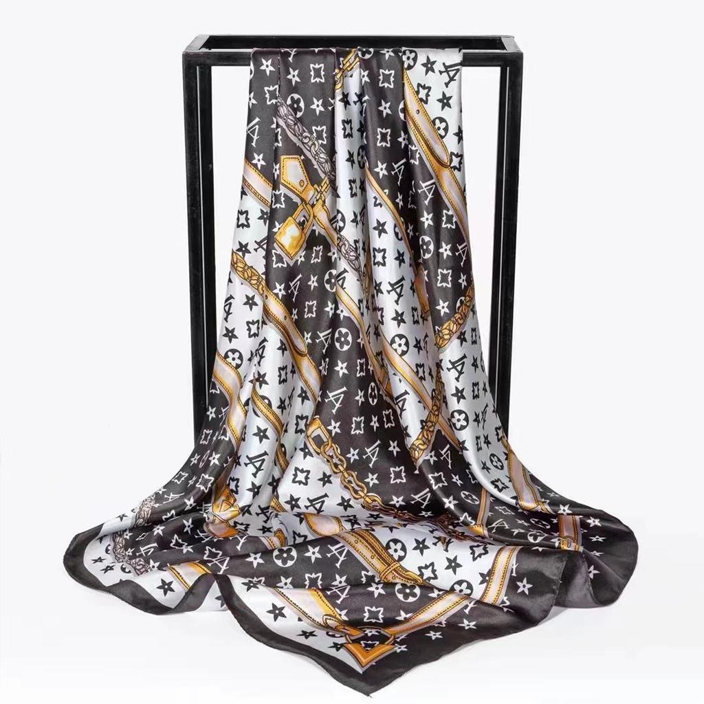 Pañuelos Cuadrados 90 Pañuelo de Satén Pañuelo de Seda Simulada Moda Pañuelo de Seda Versátil Tendencia Madre Pañuelo Cuadrado Pañuelo