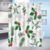 1pc Fresh Christmas pine branch pattern shower curtain, polyester fabric, machine washable, suitable for bathroom decoration