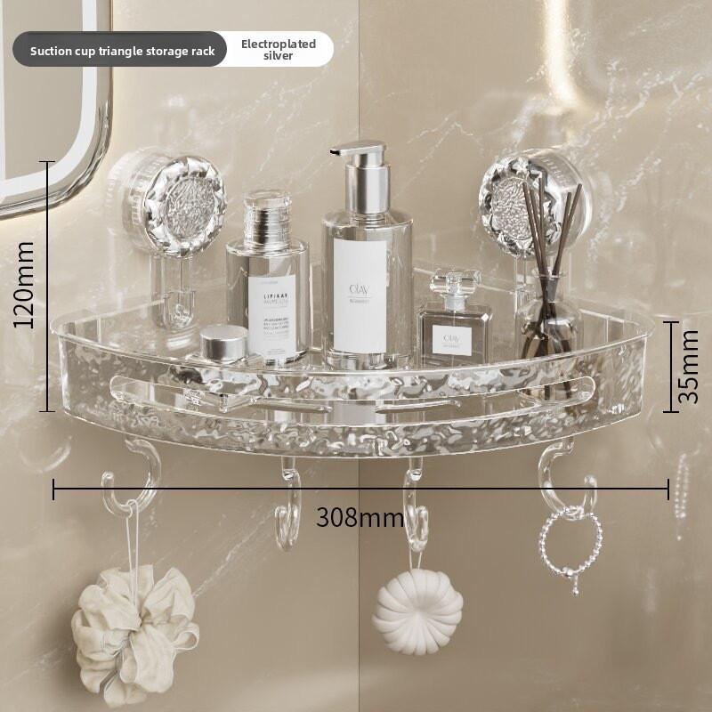 Bathroom Triangle Non Perforated Wall Mounted Toilet Suction Cup Storage Rack