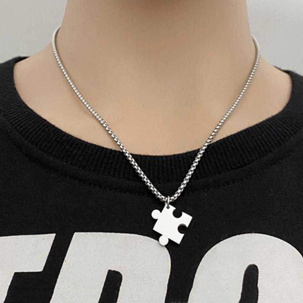 Matching Heart Puzzle Pendant Necklaces Heart Puzzle Pendant Necklaces for Couples Unique Collarbone Chain Accessory