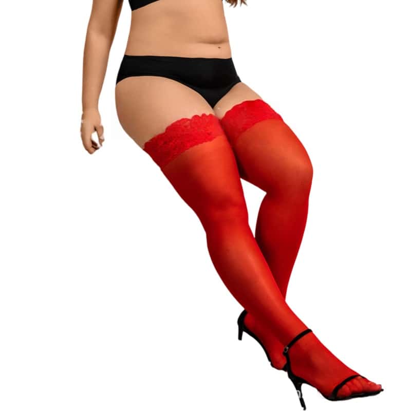 Women Plus Size Fat Sexy Stockings Lace Top Strap Anti-skid Thigh high black Lace Stocking Female Gift Night club wear Stockings XXXL