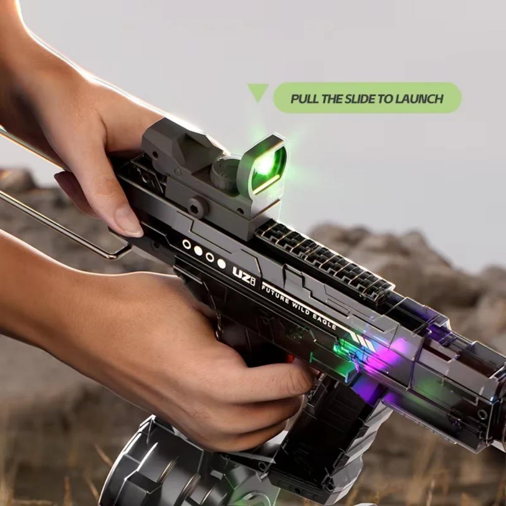 Uzi Electric Water Gun With Realistic Muzzle Flame, High Pressure Squirt Gun For Summer Pool Water Fighting Toys For Adults