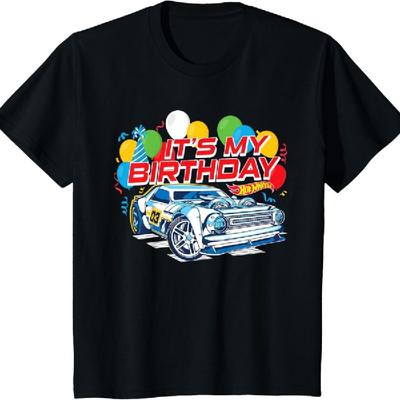 Kinder Hot Wheels It's My Birthday Luftballons und Konfetti T-Shirt