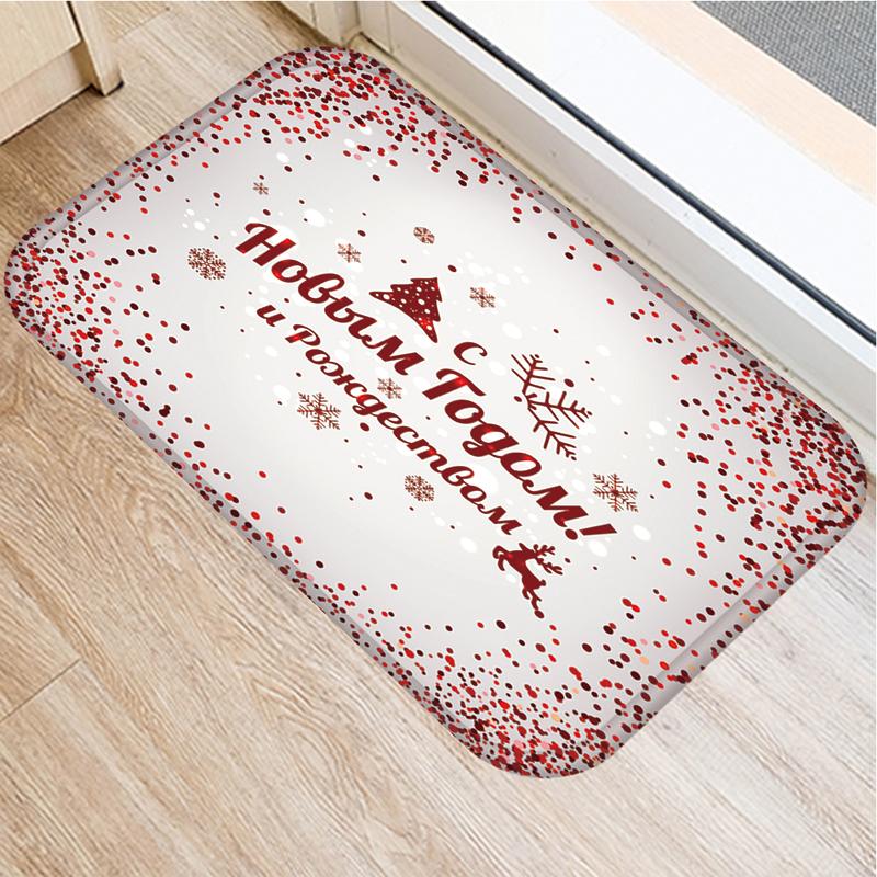 Merry Christmas and New Year Home Decoration Entrance Door Mat Bathroom Kitchen Non-Slip Floor Mat Living Room Hallway Carpet