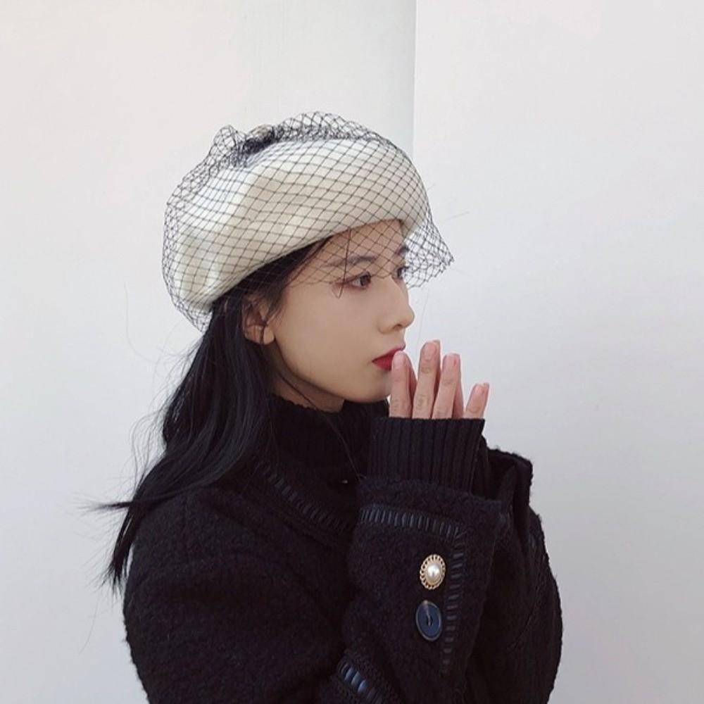 Net Mesh Wool Beret French Style Beanie Cap Fashion Painter Hat Winter