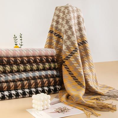 Sciarpa a quadri in cashmere con nappe giapponese e coreana, scialle scacchiera alla moda per pendolari, sciarpa calda da donna