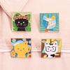 Cartoon Cat Oil Painting Enamel Pin Van Gogh Sunflowers Painting Art Brooches Lapel Backpack Badge Jewelry Gifts For Friends