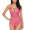 Sexy Women Bodysuits Lace Sling Perspective Lingerie Deep V-Neck Bodysuit