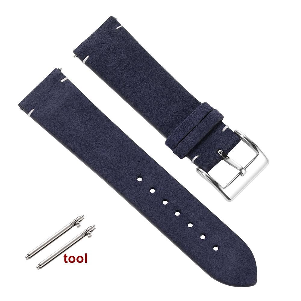 Soft Suede Strap 20mm 22mm Brown Blue Wristband 14mm 16mm 18mm Quick Release Calfskin Leather Bracelet for Women Men Accessories