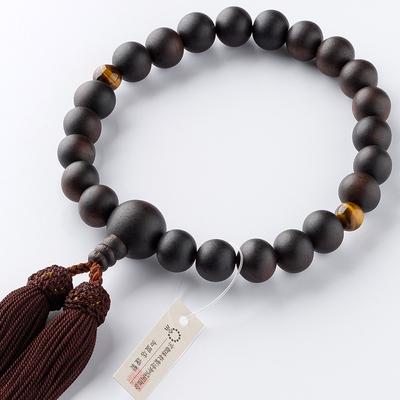 Altar Shop Takita Kyoto Gebetsperlen für gestreiftes Ebenholz, 2 himmlische Tigeraugen, 22 Perlenbeutel, Gebetsperlen für alle, Zertifikat enthalten [Buddhistische Shoten]