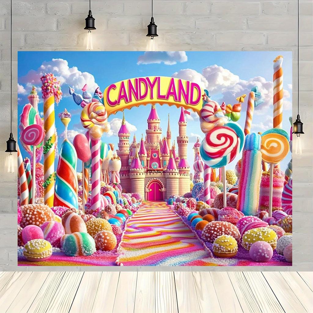 1 Piece of 2D Flat Banner - 2D Colored Seaside Castle Background Banner Decoration, Suitable As a Background for Family Photos