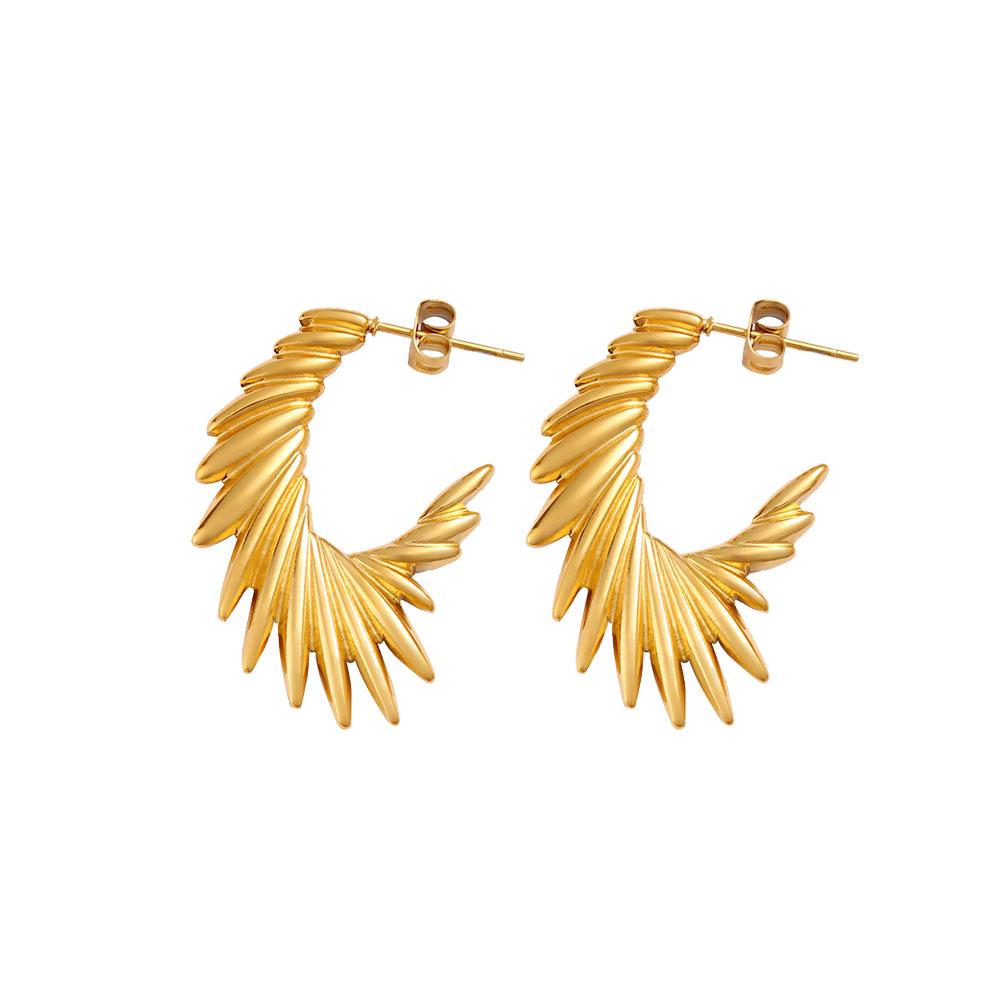 Stainless Steel Angel Wings Feather Earrings – Hip Hop Style Small