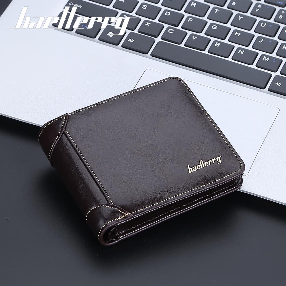 Baellerry Men's Retro Trifold Leather Wallet with Multi-Card Slots and Zipper