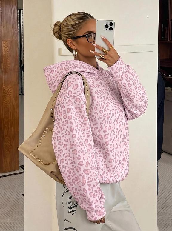 Felpa con cappuccio a stampa leopardata - Collezione Autunno/Inverno 2026 Donna