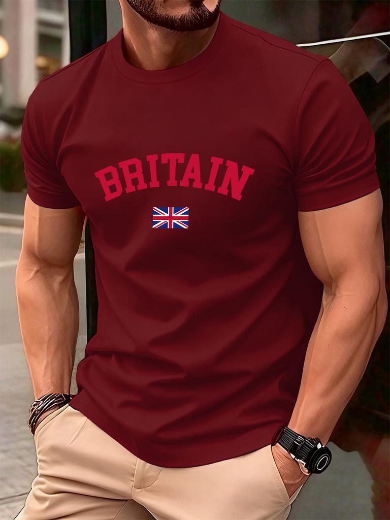 Britain Text With Flag Prints Cotton TShirts Men Summer Oversized ONeck T Shirt Comfortable Short Sleeve Tops Basic Clothes