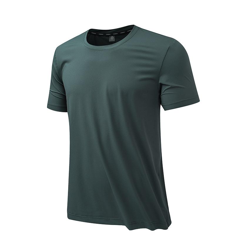 Summer Ice Silk Breathable Short-sleeved T-shirt Super Ice Round Neck Solid Color Sports Running Men's Quick-drying Moisture-wicking Top